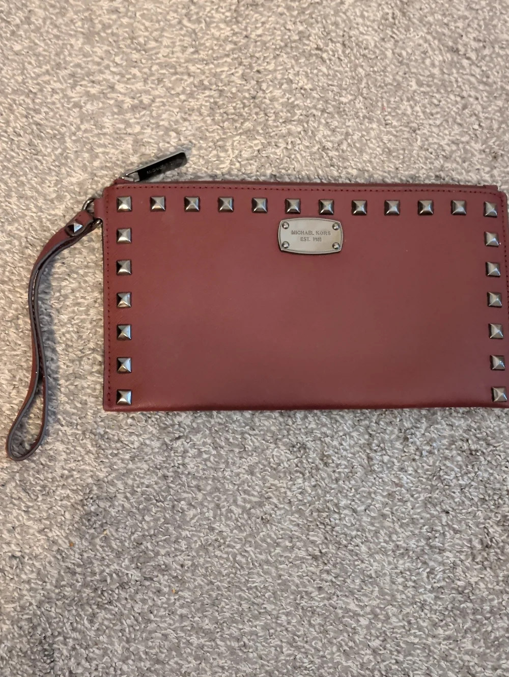 Michael Kors Red Leather Studded Wristlet